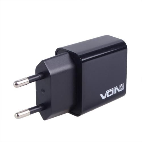 Мережевий зарядний пристрій VOIN 28W, 2 USB, QC3.0 (Port 1-5V*3A/9V*2A/12V*1.5A. Port 2-5V2A) | Зображення 2