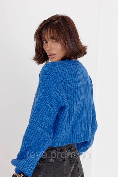 Короткий в'язаний джемпер oversize колір синій розмір S FL_000678 | Зображення 1