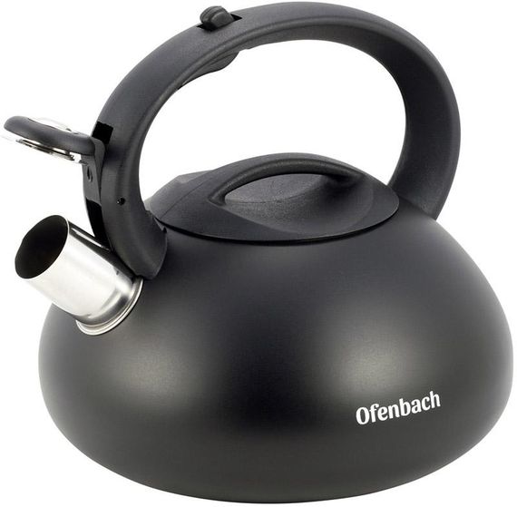 Чайник Ofenbach Happy Kettle 2.5л з нержавіючої сталі зі свистком, чорний матовий