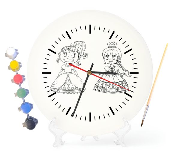Дитячий набір для творчості годинник розмальовка Принцеси 30 см (Г0173)
