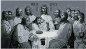 Алмазна мозаїка Ікона Тайна вечеря в сірих кольорах 40х70 см ColorArt SS809