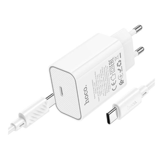 Мережевий зарядний пристрій Hoco C143A 1 USB-C PD/QC 20W+Type-C to Type-C | Зображення 2