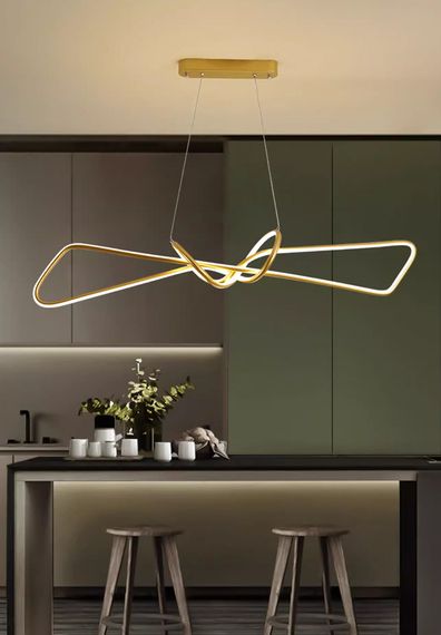 Люстра світлодіодна підвісна LED світильник для квартири на стелю лед 27481 Золото 25-150х15х100 см. | Зображення 7