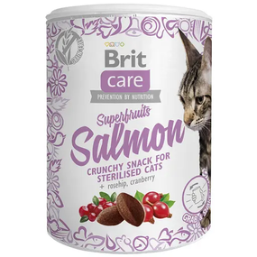 Ласощі для стерилізованих котів Brit Care Cat Snack Superfruits Salmon, лосось, шипшина і журавлина 100г