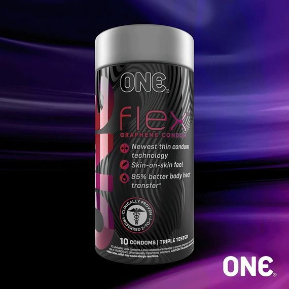 Презервативи ONE Flex Graphene Condom 10 шт, подарункова упаковка тюб | Зображення 1