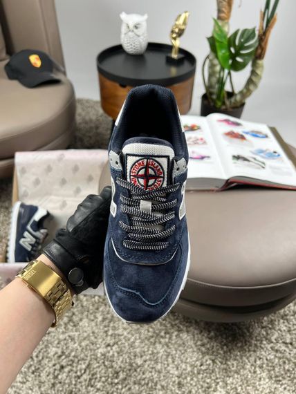 Жіночі кросівки 574 x Stone Island Navy White В3597 40 | Зображення 4