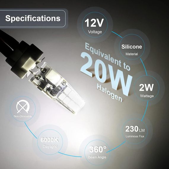 Світлодіодні лампочки DiCUNO G4, 2 Вт (еквівалент галогенної лампи 20 Вт), 260 лм, холодне біле світло 6000 К, | Зображення 3