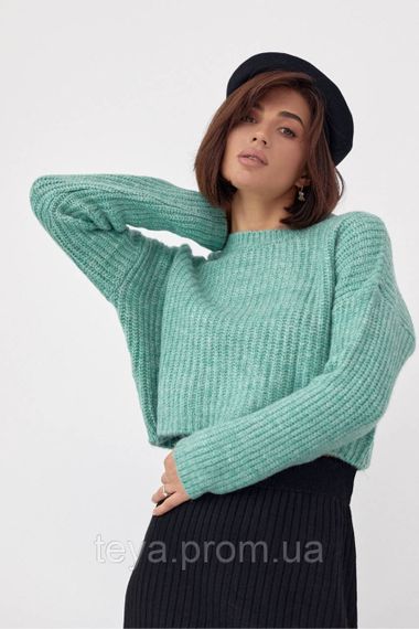 В'язаний укорочений джемпер oversize колір м'ятний розмір M FL_000858