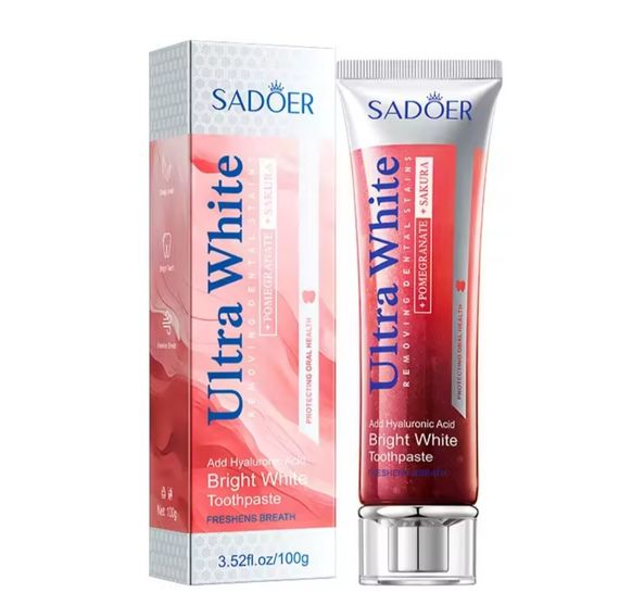 Відбілююча зубна паста Sadoer Ultra White з гранатом і сакурою, 100г