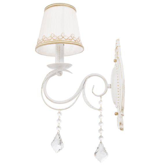 Бра настенное накладное прованс с абажуром BKL-667W/1 E14 WH+G | Зображення 4