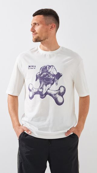 Футболка з принтом чоловіча LAWA P-MB02359 XL Молочний shop (2000999456886)