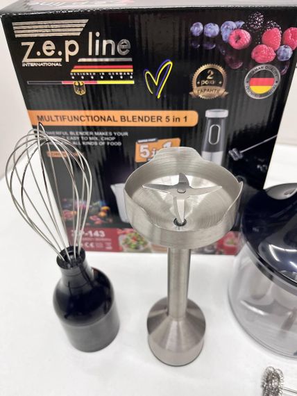 Погружний блендер 5в1 1500 Вт Zepline ZP-143 Чорний (47633-ZP-143_800) | Зображення 3