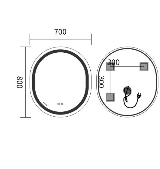Дзеркало Mixxus Premium ELLIPSE MV05-80x70-REVERSE (LED Touch, Anti-fog (3-6,5kK)) (MP6643) | Зображення 1