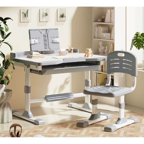 Детская парта для школьника Spoko SP-09 с лампой и сиденьем, регулируемая, серая (42401045) | Зображення 5