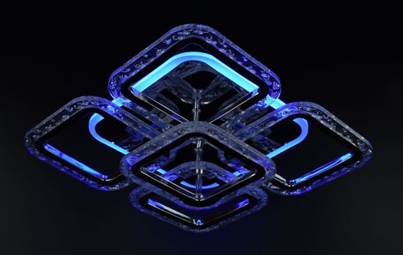 Люстра світлодіодна стельова LED світильник для квартири на стелю лед з пультом 26527 Хром 10х38х38 см. | Зображення 5