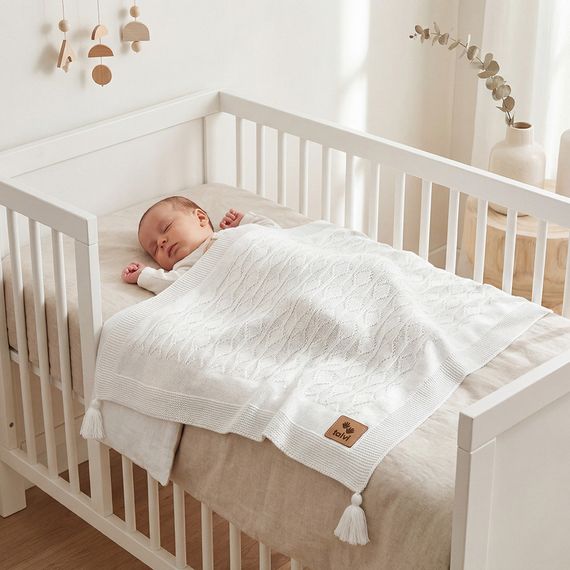 Дитячий плед демісезонний з китицями св.бежевий 80*90 | Зображення 1