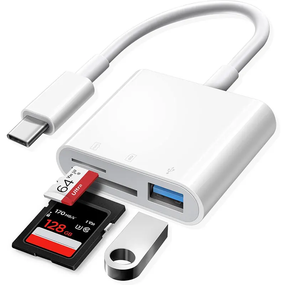 Универсальный кард-ридер 3-в-1 (SD/TF/CF) с Type-C и USB-портами, OTG-адаптер для телефонов, ноутбуков и др.