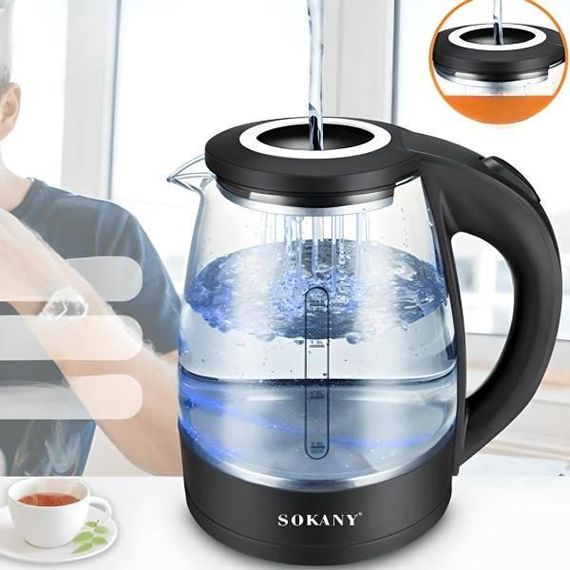 Электрочайник с подсветкой стеклянный 1,8л 1500Вт SOKANY SK-09067