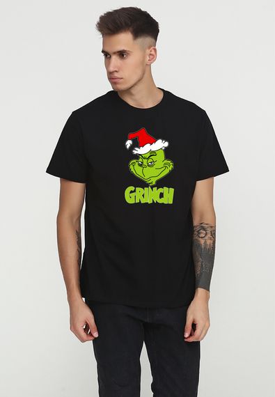 Футболка чоловіча чорна з принтом "Грінч", XL