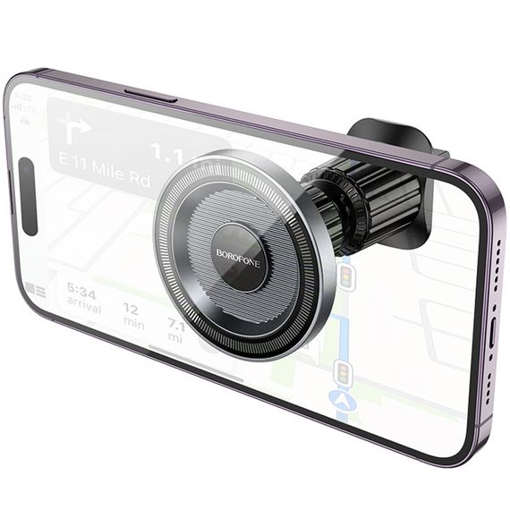 Автотримач Borofone BH122 Profit ring magnetic (air outlet) Black / Metal gray | Зображення 3