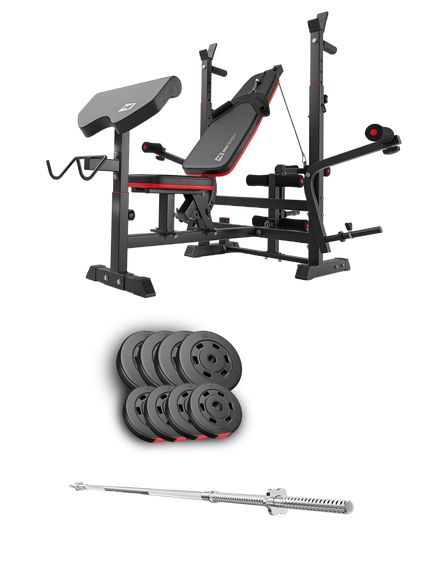 Набір Hop-Sport Premium 39кг з лавою HS-1075 Pro та штангою