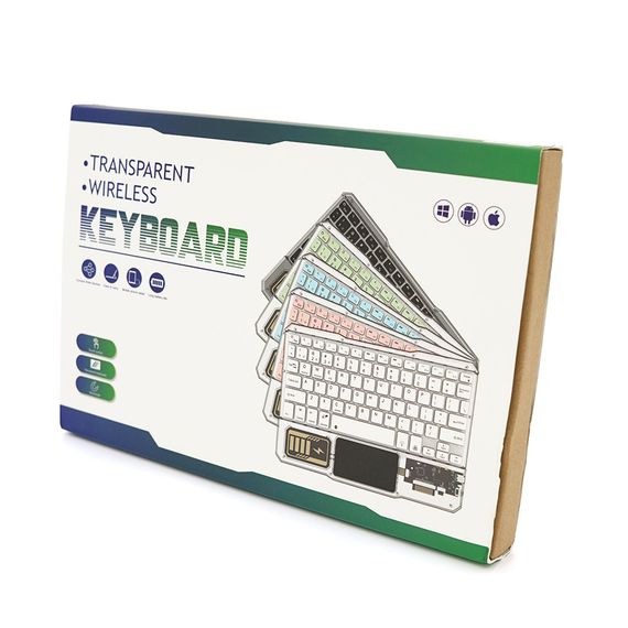 Клавіатура бездротова YT-K333, розкладна, 78 клавіш, Touchpad, (Eng/Pyc), 2.4G, вбудований акумулятор, 245x165mm, | Зображення 1