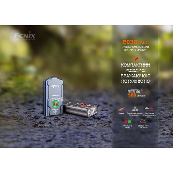 Ліхтар наключний Fenix E03R V2.0, синій | Зображення 4