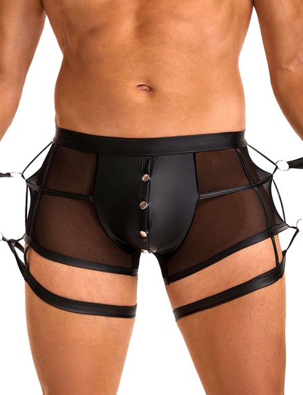 Чоловічі труси напівпрозорі Star Night з обмежувачами для рук, чорні, S sexstyle