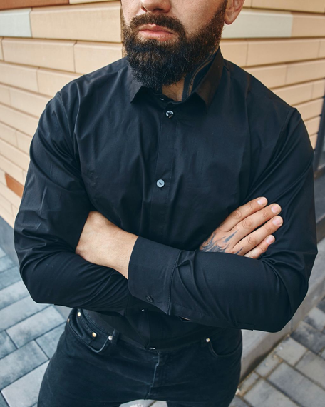 Рубашка классическая чёрный L XL | Зображення 1