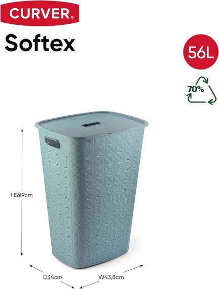 Кошик для білизни пластиковий Curver Softex 56 л 00571 синій, міцний і зручний | Зображення 6