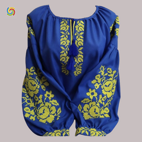 Рубашка Украинская вышиванка  327110 цвет синий размер XL/XXL