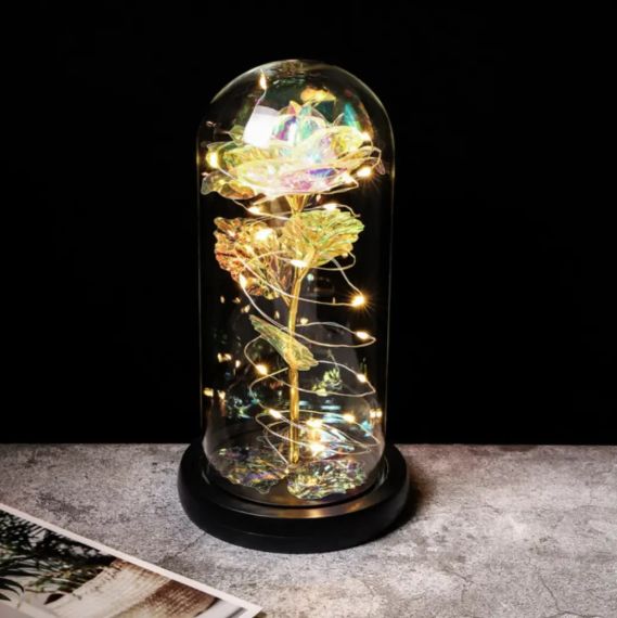 Троянда в колбі з LED підсвічуванням, Галактична троянда в скляній колбі   знижка | Зображення 2
