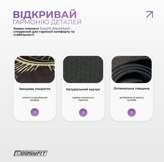 Килимок для йоги EasyFit BlackMoon (замша-каучук) чорний (EF-1926-2) | Зображення 1