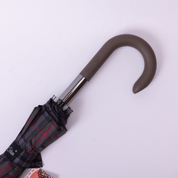 Класична парасолька-тростина напівавтомат з поліестеру 16 спиць діаметр 117 см Сірий HP-23-4G | Зображення 4