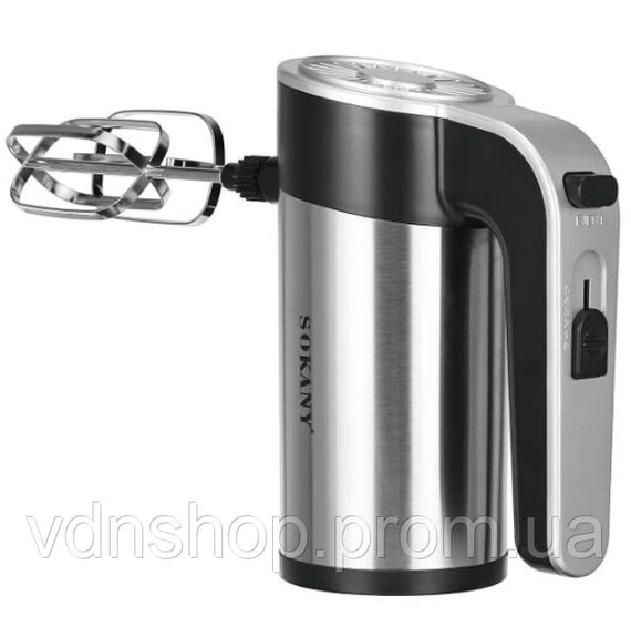 Стационарный миксер Sokany с чашей 4 л, 1000 Вт, 5 скоростей, 2 насадки, венчики и крюки SK-6662 | Зображення 3