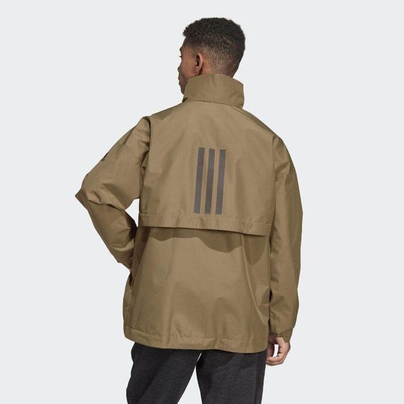 Ветровка спортивная мужская adidas Urban Clima Proof JKT DQ1616 (хаки, непромокаемая, дышит, логотип адидас) | Зображення 5