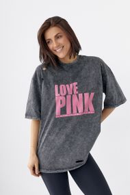 Футболка в техніці тай-дай з написом Love Pink - чорний цвет, ONE SIZE (є розміри)