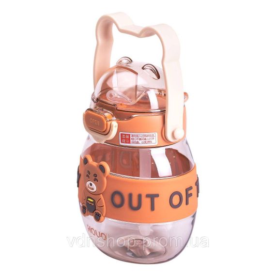 Пляшка для води дитяча з трубочкою 580 мл з ручкою та ремінцем HP-14-37BR | Зображення 3