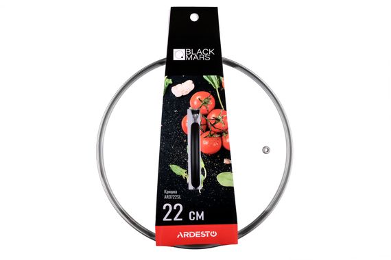 Крышка Ardesto Black Mars 22 см, стекло, нержавеющая сталь, силикон (AR0722SL) | Зображення 1