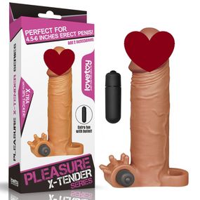 Насадка на член - Pleasure X-Tender Vibrating Penis Sleeve Add 2" Brown Sex Aura