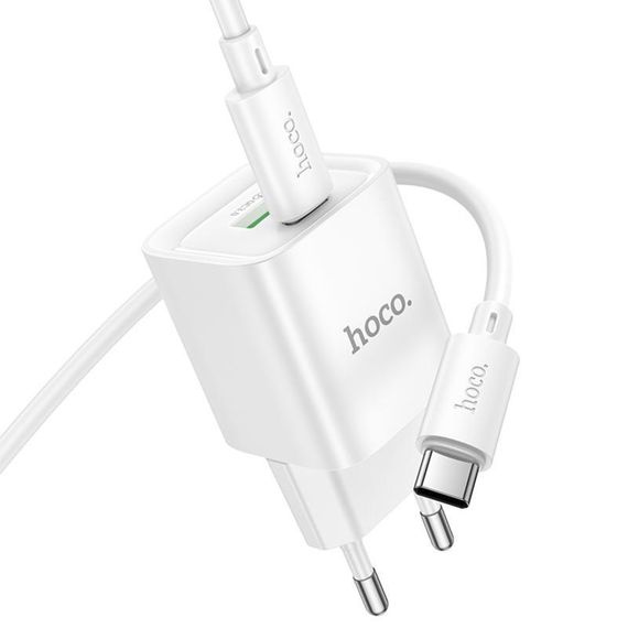 СЗУ Hoco C147A PD20W+QC3.0 (1USB-A/1C) + кабель Type-C to Type-C White | Зображення 3