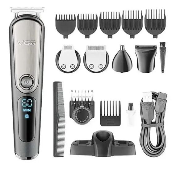 Машинка для стрижки волосся VGR V-105 тример для вусів та бороди з насадками 5в1
