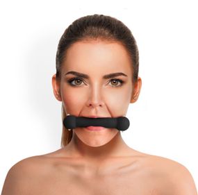 Кляп-палка на ремнях Art of Sex – Gag Stick Silicon, черный, натуральная кожа sexstyle