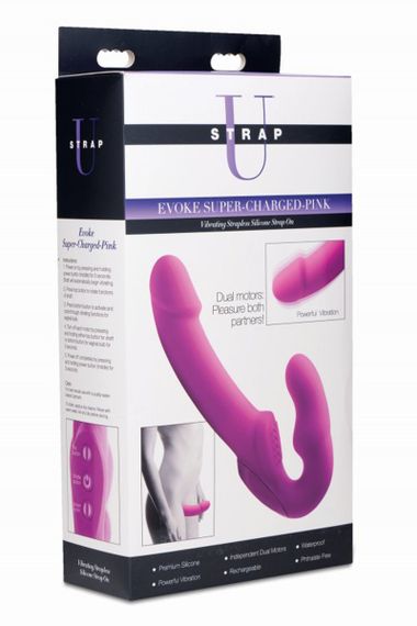 Безремневий страпон з вібрацією Strap U, силіконовий, рожевий, 24.7 х 4 см sexstyle | Зображення 6