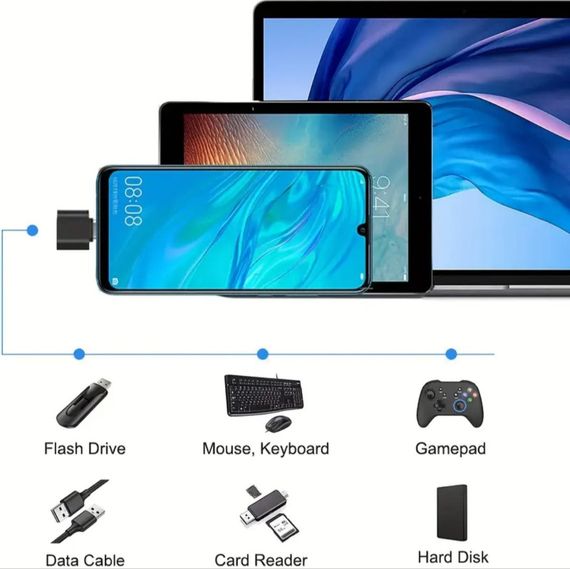 Універсальний адаптер Type-C до USB, для планшетів, ПК, телефонів. Білий | Зображення 7