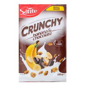 Сухие завтраки кранчи цельнозерновые шоколадно- банановые Sante Crunchy, 350г, мюсли, сухие завтраки