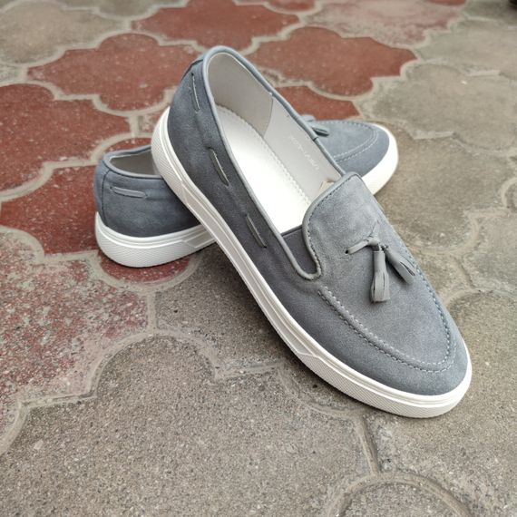 Мокасини на білій підошві сірого кольору 40 розмір | Зображення 4