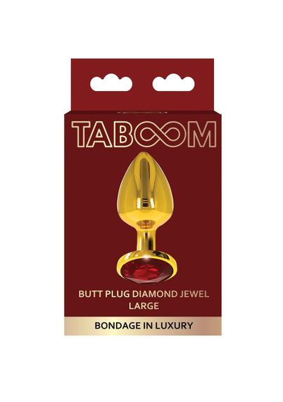 Анальний корок металевий золотистий L Butt Plug With Diamond Jewel Taboom | Зображення 4