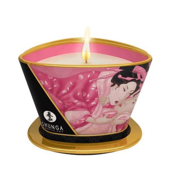 Массажная свеча с афродизиаками Shunga Massage Candle (170 мл), Rose Petals