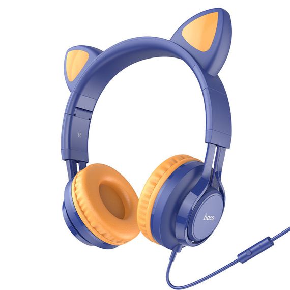 Накладные наушники Hoco W36 Cat ear (3.5mm/1.2m) Midnight Blue | Зображення 1